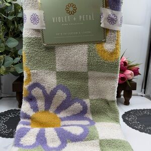 Floral Bath Towel - Green, Yellow, Purple